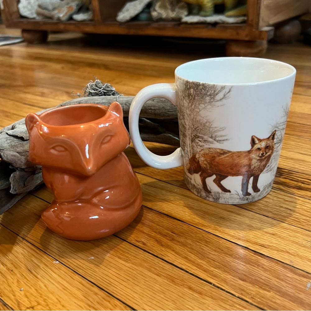 Set of Fox Home Decor: Candle Holder + Coffee Mug